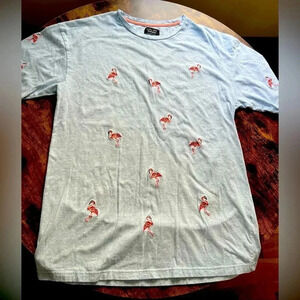 ZARA MAN | men’s embroidered flamingo t-shirt. Size: L